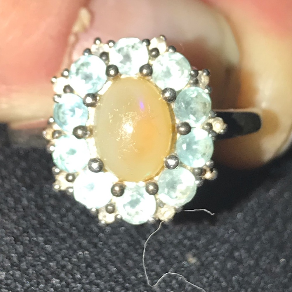 Ethiopian Opal, Sterling Tanzanite & 925 ring